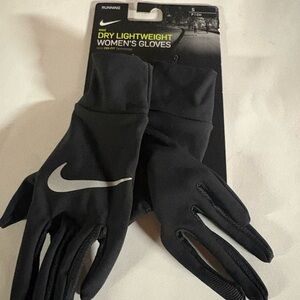 Nike Black Running Gloves with Silver Logo